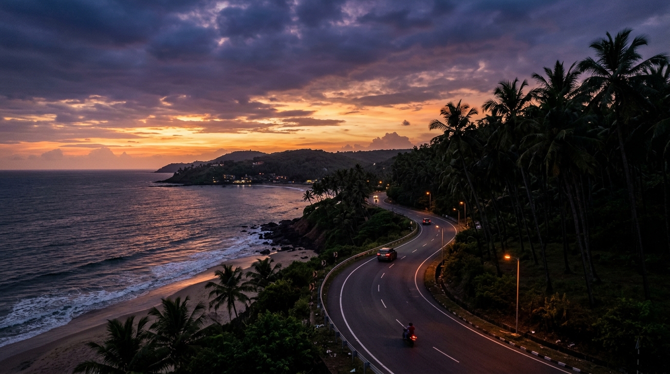 Luxury Goa Travel Highway at Dusk